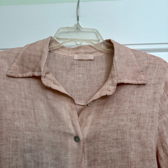 J Jill linen, rose colored, long sleeve women’s blouse. Size medium. - Picture 3 of 4